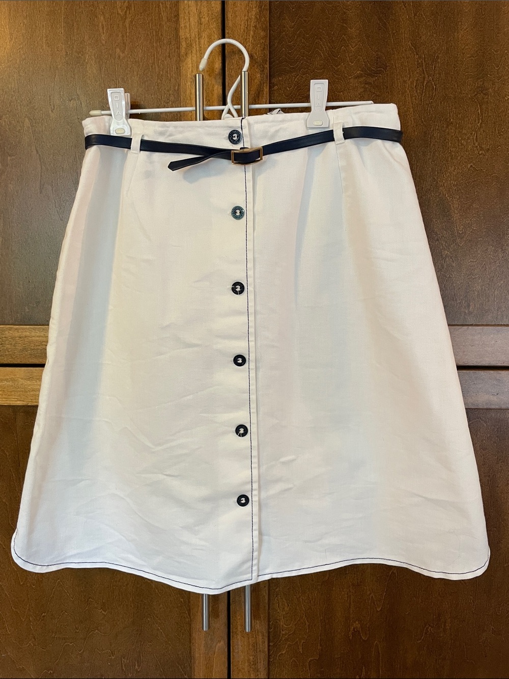 The Tall Shop White and Blue Trimmed Skirt